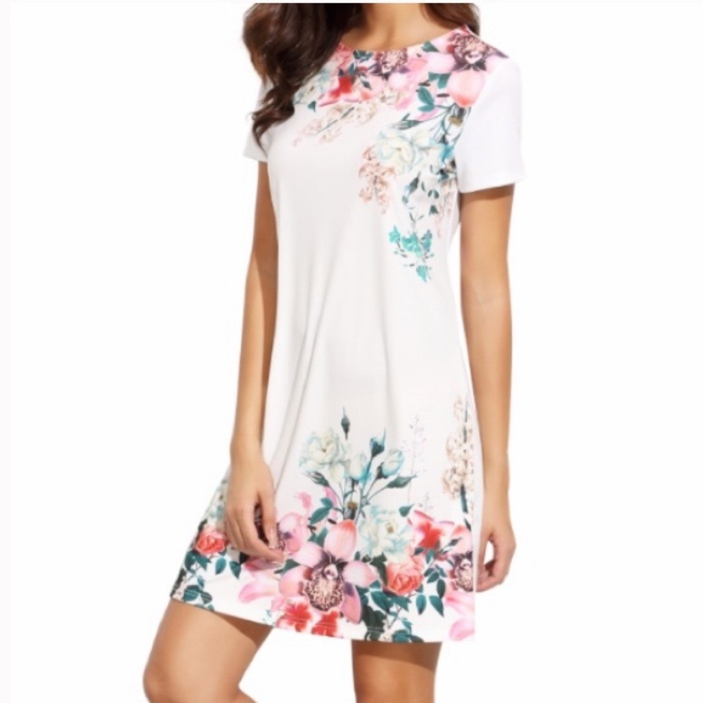 Floral Print Short Sleeve Dress
